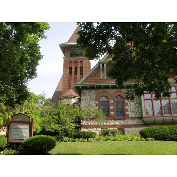 Pilgrim Congregational Church Centennial Commemorative Plate 1874-1974 Gold Trim - Picture 5 of 7